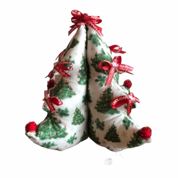 Handmade Fabric Holiday Tree White Green 12” - Picture 1 of 8